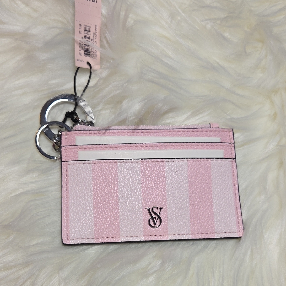 Victoria Pink Striped Card Holder